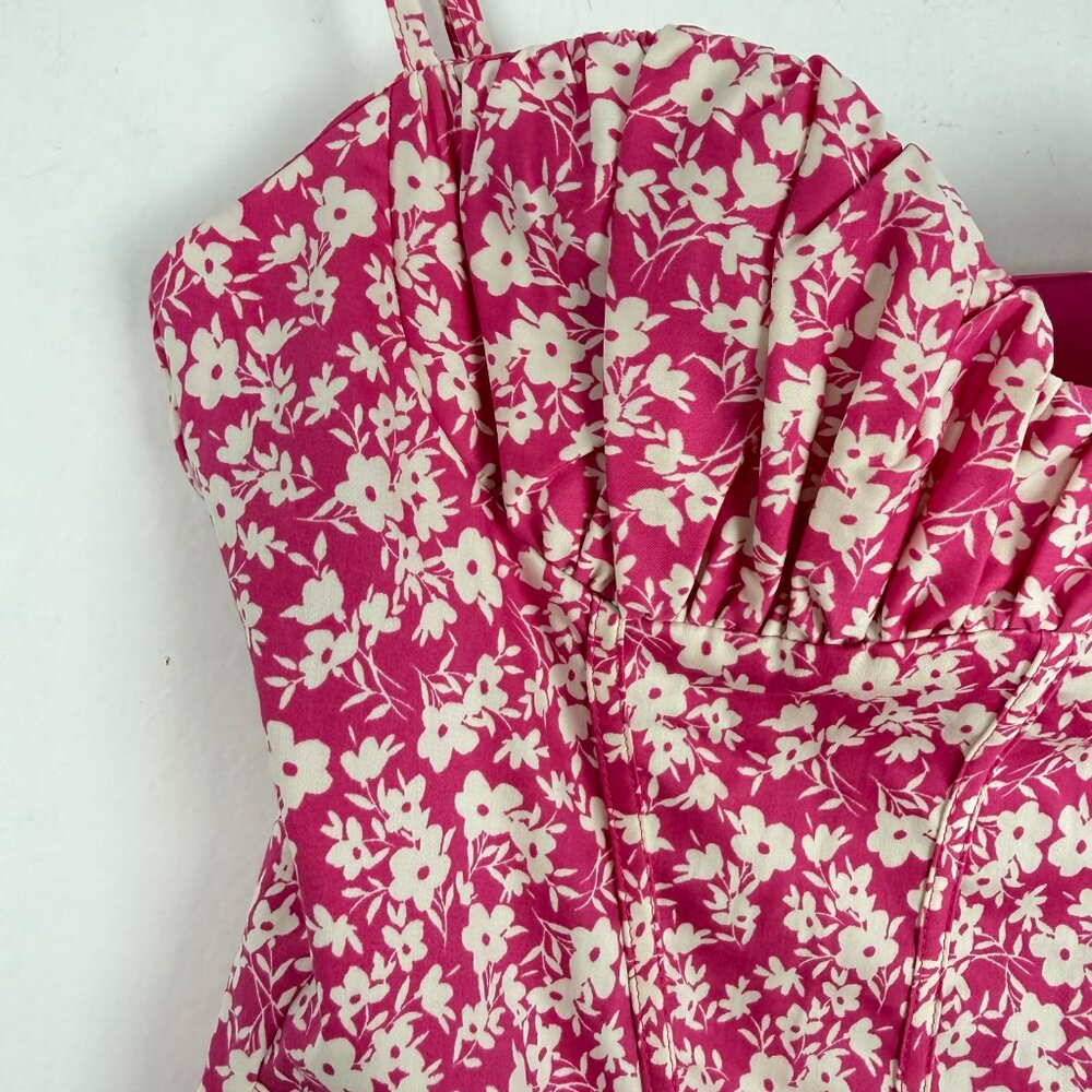 NWT Zara Floral Printed Corset Bodysuit Spaghetti Straps Pink Size Small S NEW - Picture 5 of 14